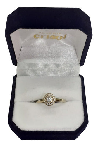 Crisol 9k Gold Solitaire Ring with Zirconias (A241) 1