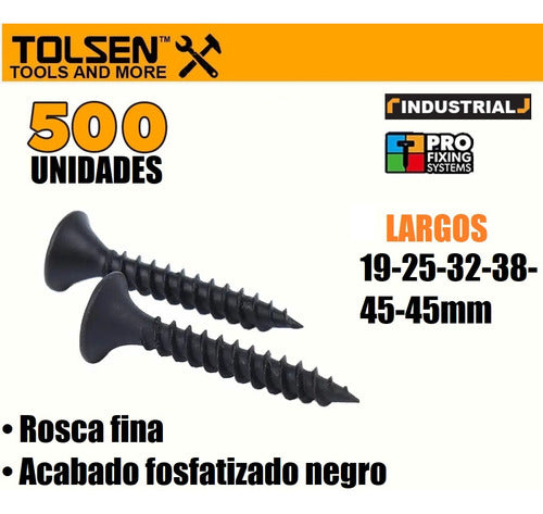 Tolsen Tornillo T2 Para Yeso 3.25x32mm Por 500 Unid. 54053 2