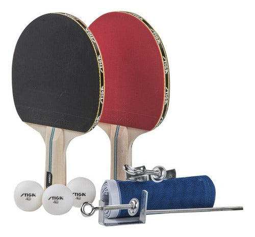 Stiga Kit Tenis De Mesa Paletas Pelotas Red Retráctil Ping Pong 0