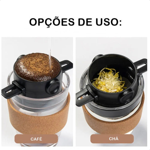 Coador De Chá Café De Aço Inoxidável Portátil Dobrável 2