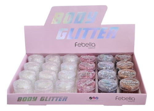 Glitter Gel Body Facial Corpo Febella Caixa Com 24 Unidades 0