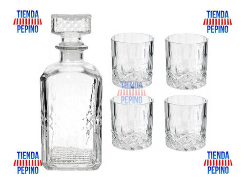 Set Whisky 5 Piezas Vidrio Botella 4 Vasos Tienda Pepino 4