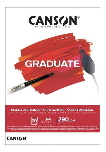 Bloco Canson Graduate Oil & Acrylic A4 290g/m2 20 Folhas 0