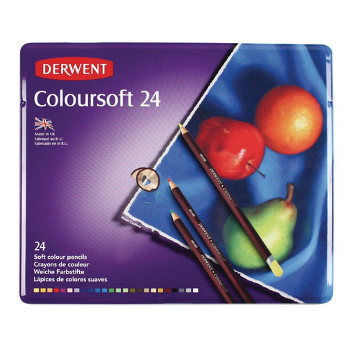 Derwent Coloursoft 24-Pack Colored Pencils Tin 1