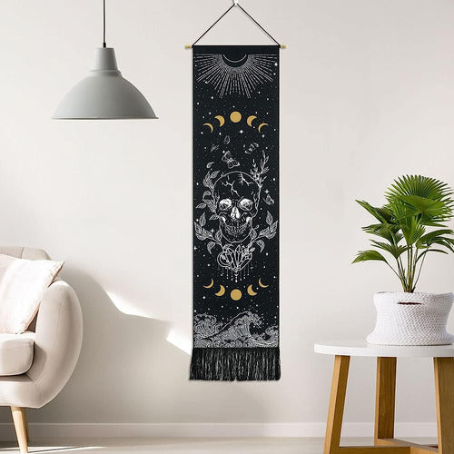 Uspring Skull Tapestry Moon Phase Tapestry Stars Starry Tape 3