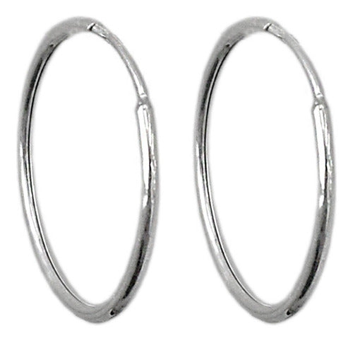 Argollitas N5 Silver 925 Cuban Hoop Earrings 22mm Smooth Women's Earrings 0