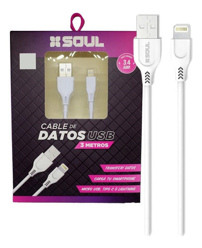 Soul USB Cable 3m Compatible with iPhone Fast Charging Data 4