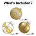 XmasExp Christmas Ball Ornaments Set - 3 Designs Gold 7cm 1