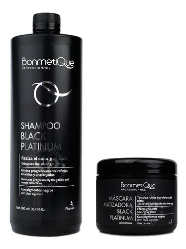 Combo Bonmetique Matizador Black Platinum Shampoo + Máscara 0