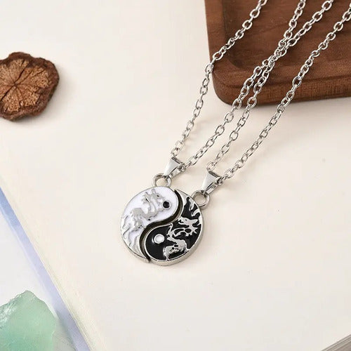 Burdah Yin Yang Dragon Couple Necklace Set 2 in 1 1