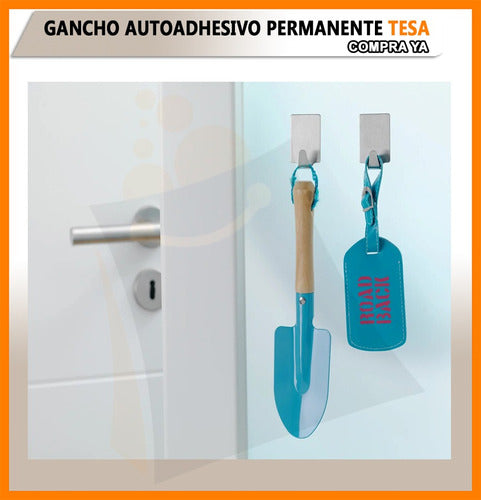 Tesa Percha Pared Gancho Autoadhesivo Cuadrado Metal 4u 6