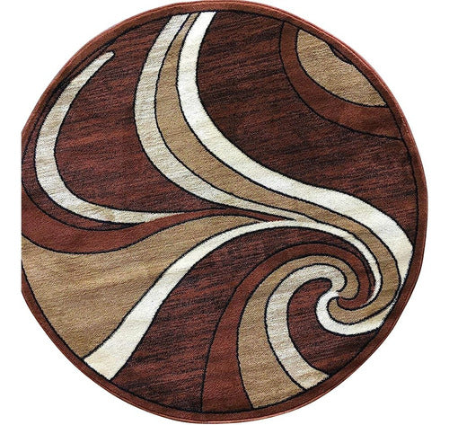 Bellagio Modern Round Contemporary Area Rug Brown Rust Desig 0