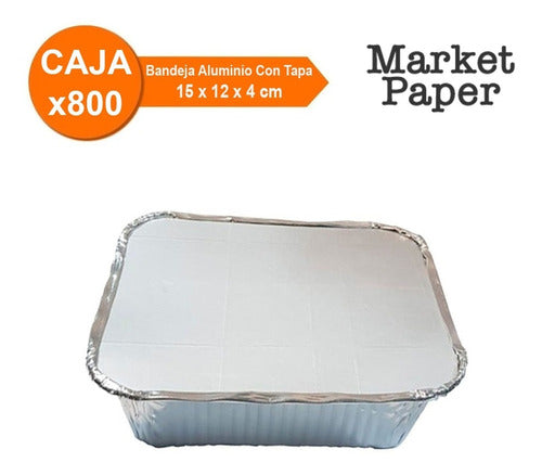 Disposable Aluminum Tray F50 with Lid 15x12x4 x800 2