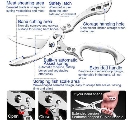 Tijeras De Cocina, Acero Inoxidable/con Estcuhe/profesional 1