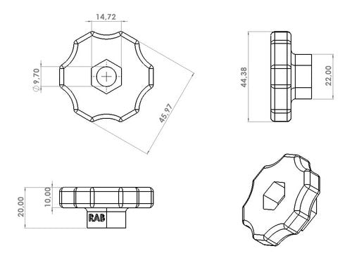 Rab Kit X 4 Knobs 3/8 X 2 Morsa Reductor Morsas T164rmn-n 2