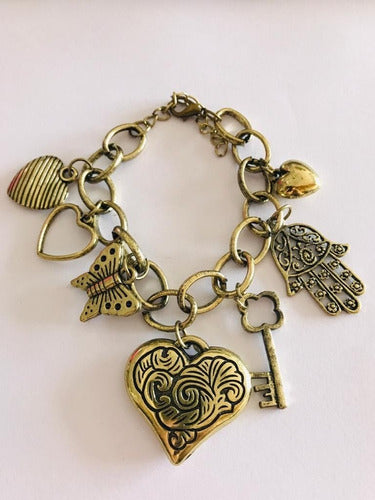 Bronze Metal Bracelet with Various Charms x 12 Units 7