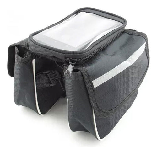 Generic Double Bicycle Pannier Bag with Touchscreen Mobile Holder 1