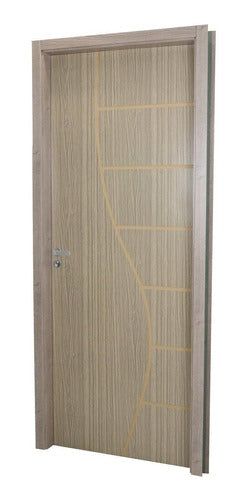 Kit Porta De Madeira Decorada 215x94cm Com Batente De Mdf 1