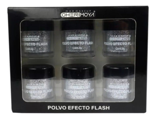 Cherimoya Flash Effect Powder Nail Decoration Set x6 Units 0