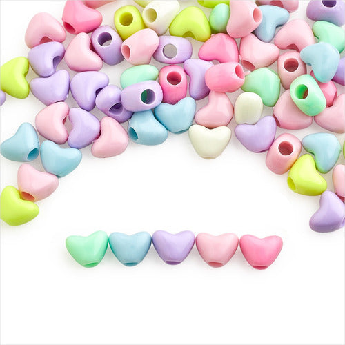 3D Heart Pastel Beads 10mm 65pcs x 25g Bijou 0