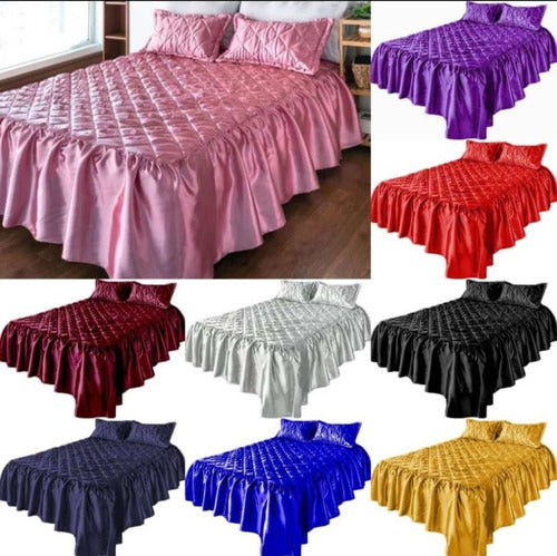 Premium Quality 2 1/2 Satin Bedspread with Cushions 0