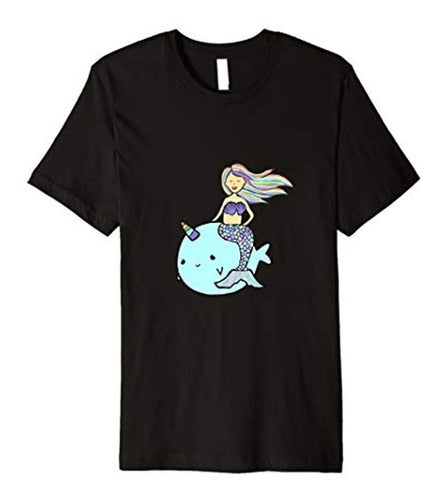 Sirena Con Pelo Equitacion Mascota Narwhal Camisa 0