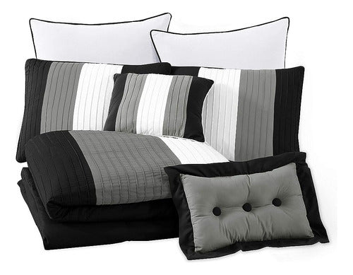 Chezmoi Collection Loft 8-Piece Luxury Striped Comforter Set 2