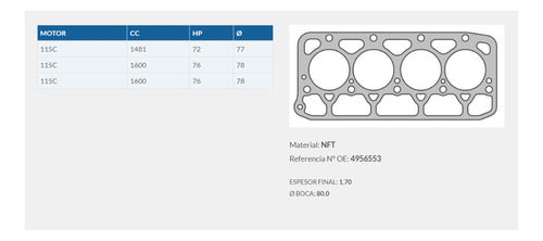 Taranto Junta Tapa De Cilindros Fiat 1500 63/69 /1600 69/72 0