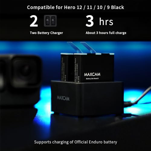 Maxcam Dual Battery Charger With Type-C USB Cable For Gopro Hero12 1