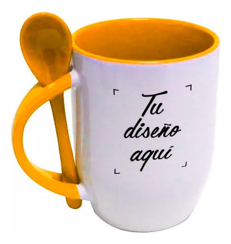 PEMI Sublimación Tazas Personalizadas Con Cuchara Regalo Varios Colores 1