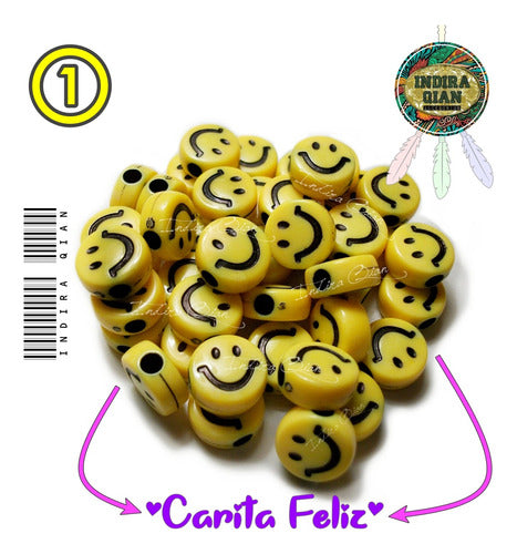 INDIRA QIAN® 250 Grs Caritas Amarillas - Happy Face Para Bijou Artesanias 1