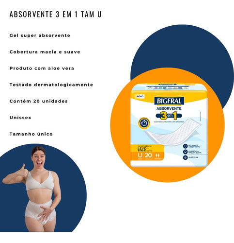 Absorvente Descartável 3 Em 1 Tam U Incontinência Bigfral 4