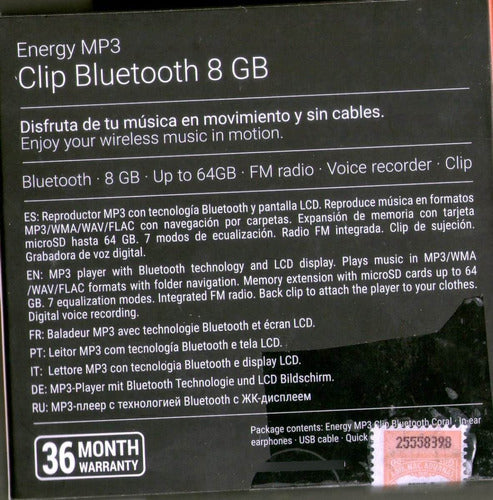 Energy Sistem Mp3 Con Bluetooth - 8 Gb Radio 1