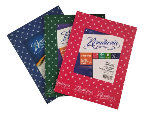 Rivadavia Hardcover Notebook 16x21 50 Sheets, Polka Dot Design, Pack of 2 0