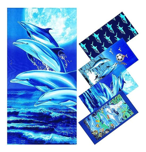 Genovega Extra Large 36 X 72 Beach Towel - Blue Dolphin Design 0