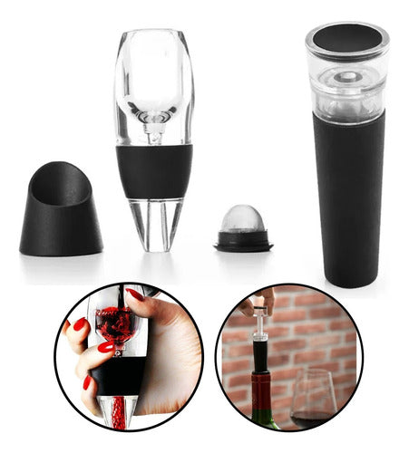 Pirotech Wine Decanter Aerator Combo + Silicone Bottle Stopper 0