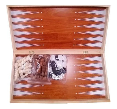 Wooden Ajedrez Backgammon and Damas Game Set + Shipping 2