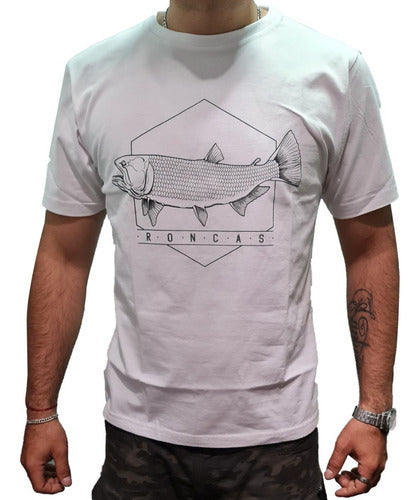 Roncas Urban Fishing Short Sleeve T-Shirt in White 0