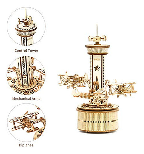 Rokr 3d Wooden Puzzle Airplane Tower Music Box - Kit De Cons 2