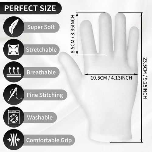 Luvas Hidratantes Sibba Touch Screen White Cotton, 2 Pares 1