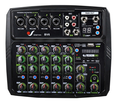 Venetian Bv6 Consola Mixer 6 Canales Con Interface Usb Mp3 0