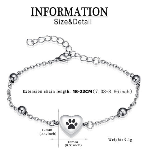 Pulsera De Acero Inoxidable Para Mascotas, Corazón Para Memo 1