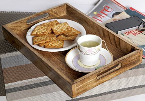 GoCraft Handmade Classic Wooden Tray for Serving 4