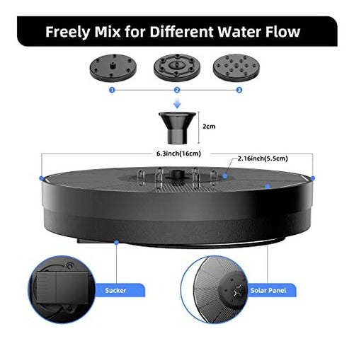 Amiaedu Solar Fountain, Powered Water 4W Pump with LED Lights 2