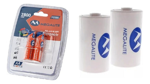 Megalite/Noga 2 AA to D Adapter + 2 Rechargeable Batteries 0