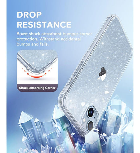 Berfy [3 En 1] For iPhone 14 Plus Case Clear Glitter, Co 2