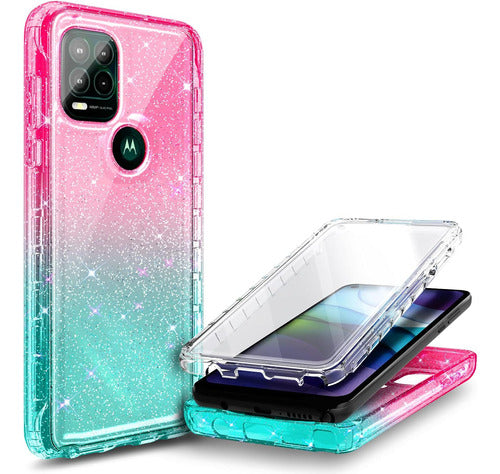 Fundas Para Motorola Moto G Stylus 5g Glitter Pink/aqua 0