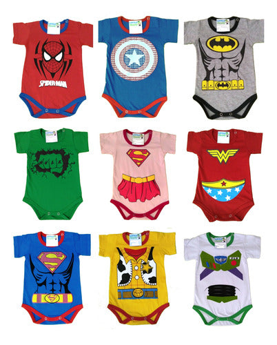 LittleFRANK Pack of 12 Short Sleeve Baby Bodysuits Assorted Designs 5