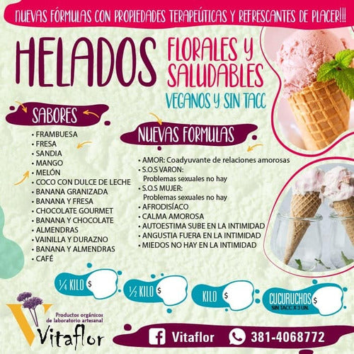 Helados Terapéuticos Sin Tacc Y Vegetales Vitaflor. 1 Kilo 0