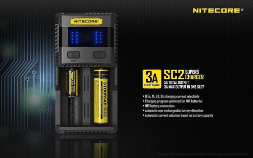 Nitecore Sc2 3a 18650 Rcr123a Aa Aaa 14500 16340 Batería Car 3